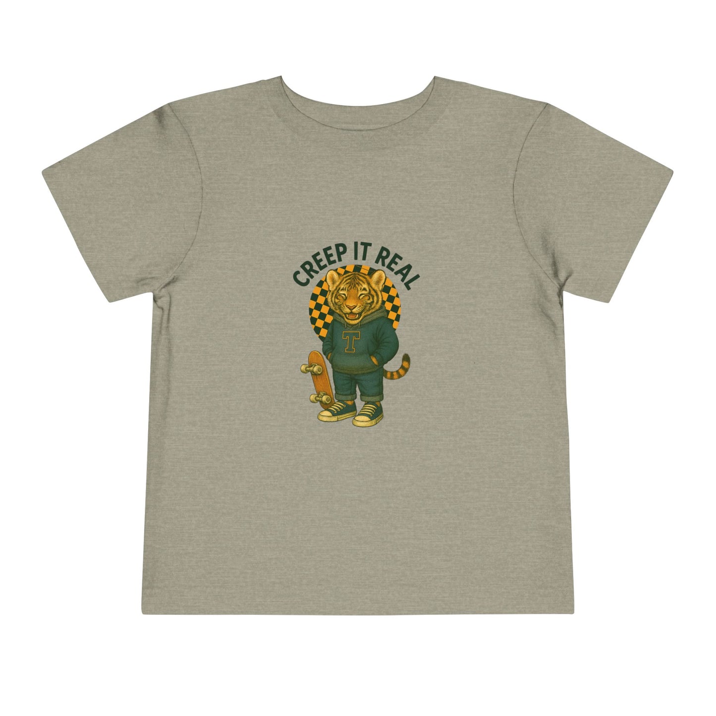 Cute Toddler Short Sleeve Tee with Tiger 'Creep It Real' Design, Kids' Summer Shirt, Halloween Outfit, Everyday Wear, Gift for Toddlers