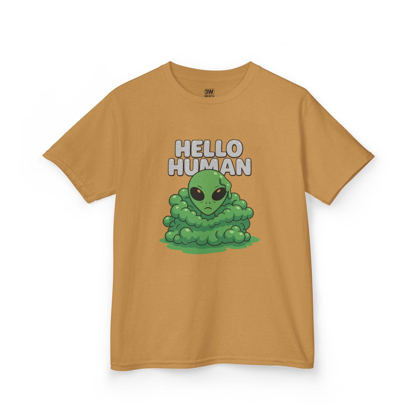 Kids Alien Graphic Tee, Fun Tee for Kids, Cute Monster Shirt, Birthday Gift, Unique Kids Apparel, Hello Human Design