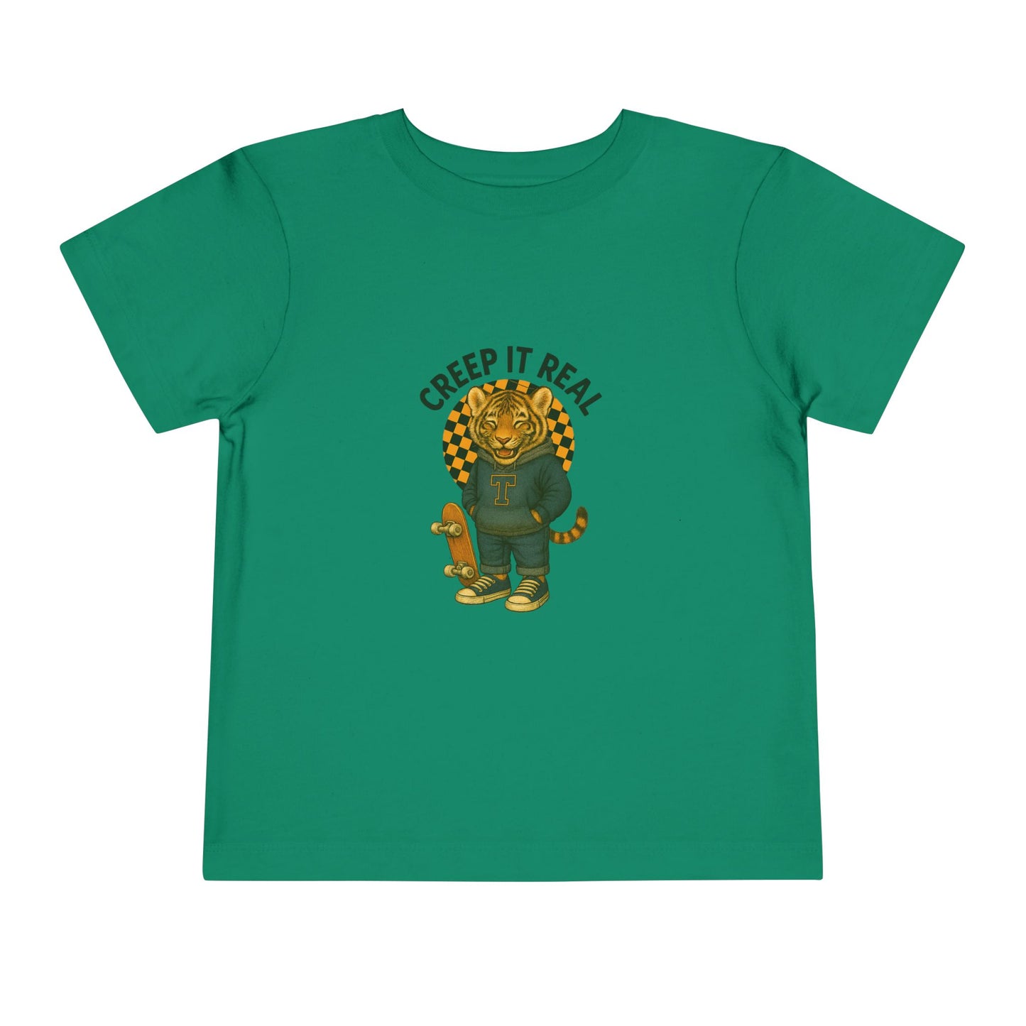 Cute Toddler Short Sleeve Tee with Tiger 'Creep It Real' Design, Kids' Summer Shirt, Halloween Outfit, Everyday Wear, Gift for Toddlers