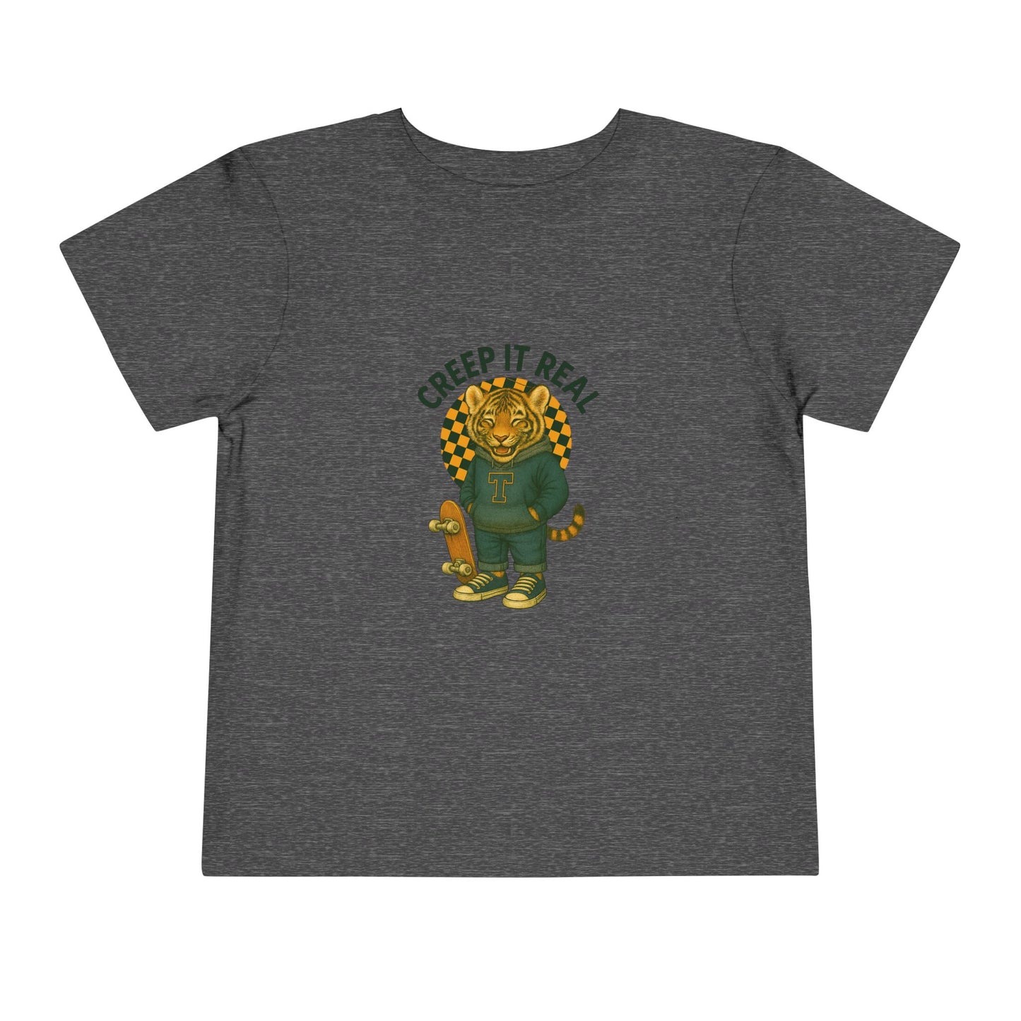 Cute Toddler Short Sleeve Tee with Tiger 'Creep It Real' Design, Kids' Summer Shirt, Halloween Outfit, Everyday Wear, Gift for Toddlers