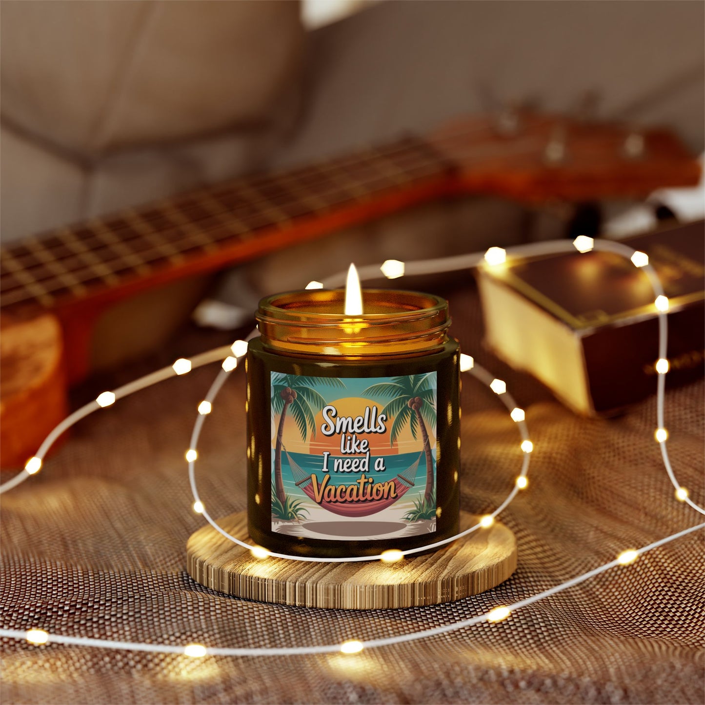 Vacation Vibe Scented Candle - Tropical Coconut Apricot Wax, Ideal for Relaxation, Gift for Her, Home Decor, Beach Lovers