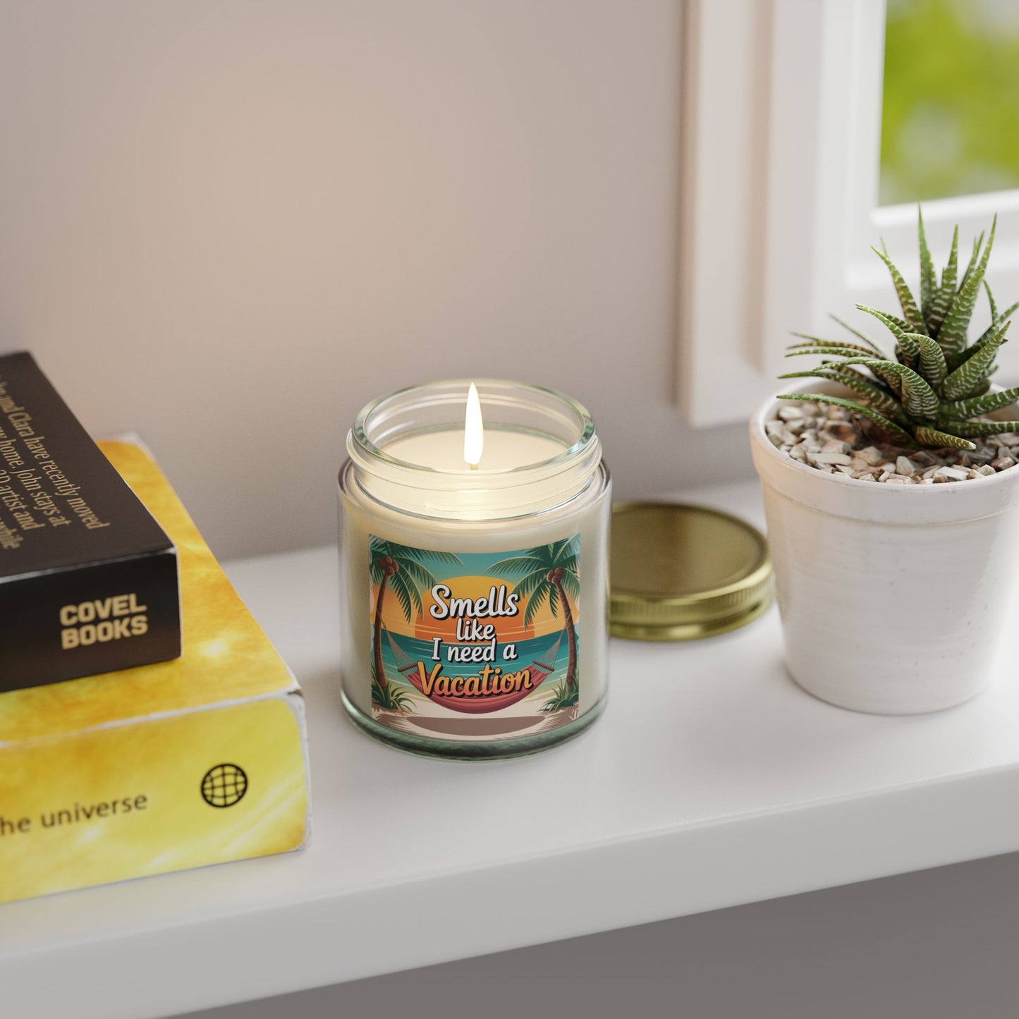 Vacation Vibe Scented Candle - Tropical Coconut Apricot Wax, Ideal for Relaxation, Gift for Her, Home Decor, Beach Lovers
