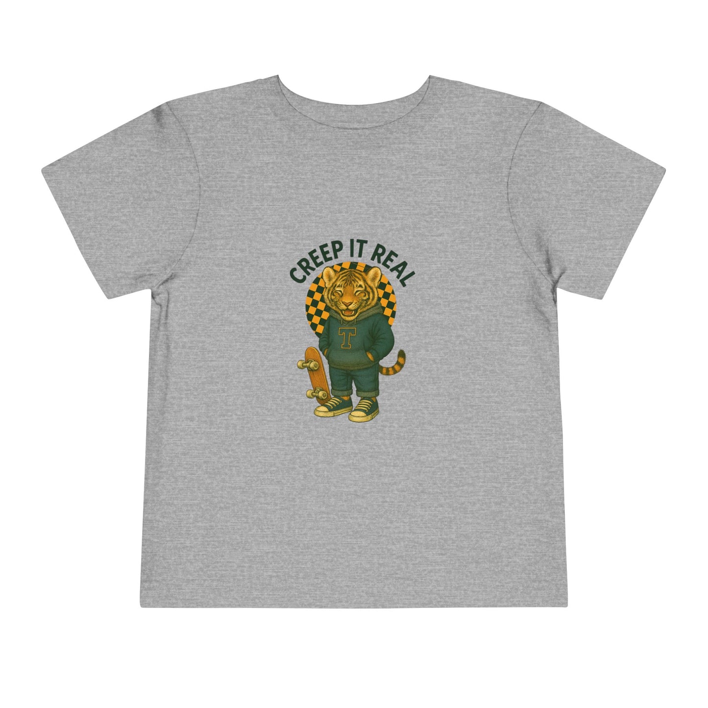 Cute Toddler Short Sleeve Tee with Tiger 'Creep It Real' Design, Kids' Summer Shirt, Halloween Outfit, Everyday Wear, Gift for Toddlers