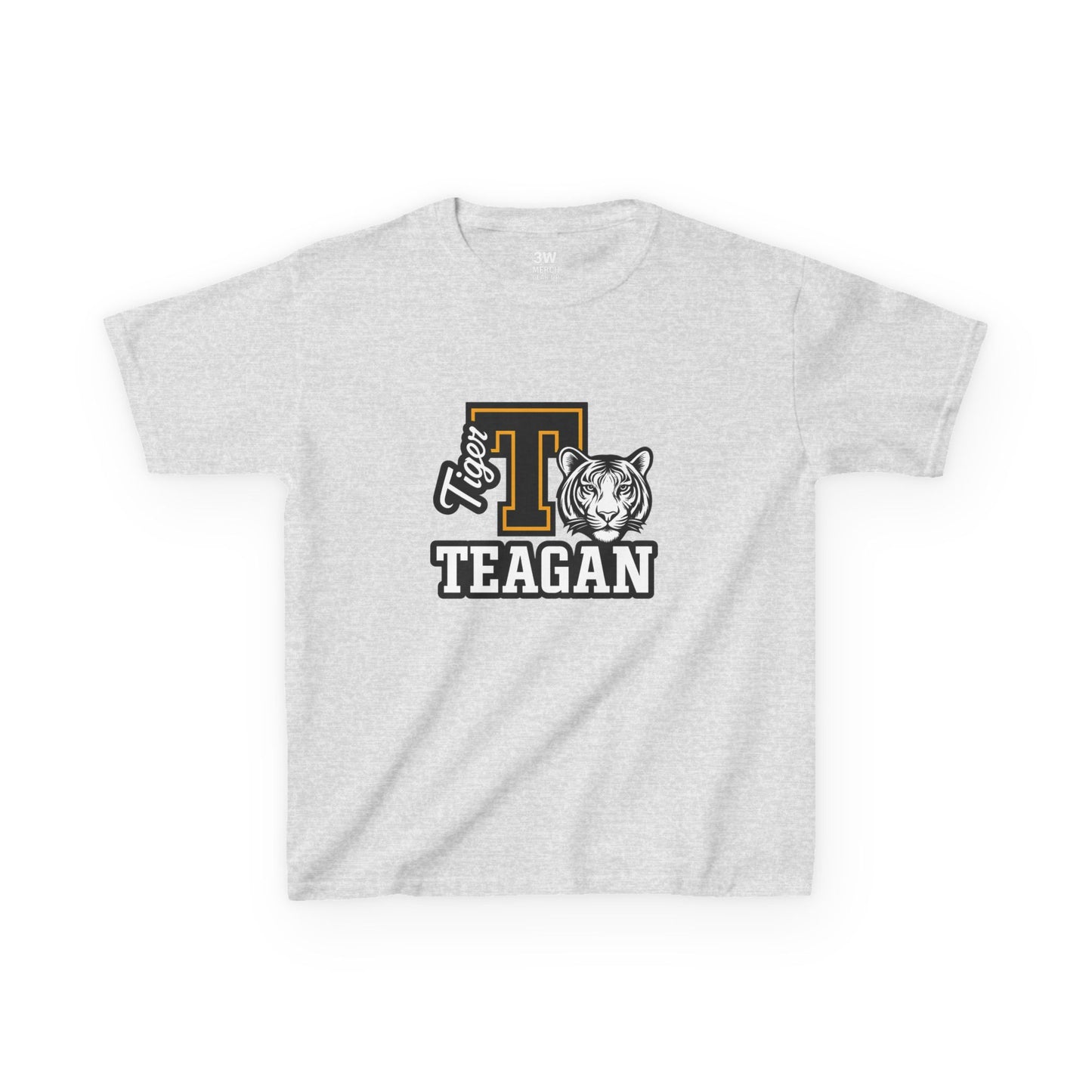 Custom Varsity Letter T-Shirt with Tiger Mascot | Personalized School Spirit Tee | Evelyn Name Shirt for Kids