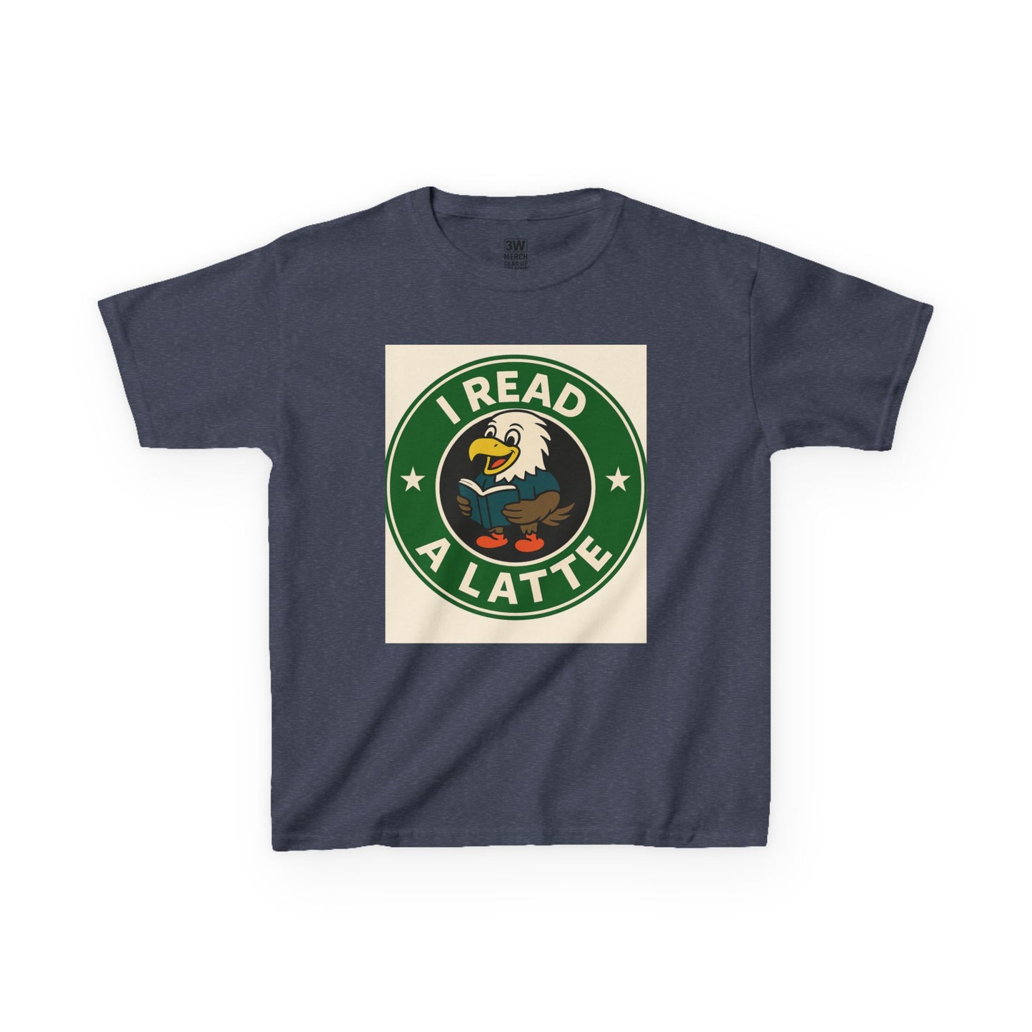 Funny Coffee Lover T-Shirt – “I Read A Latte” Bookworm Eagle Tee for Readers & Caffeine Fans