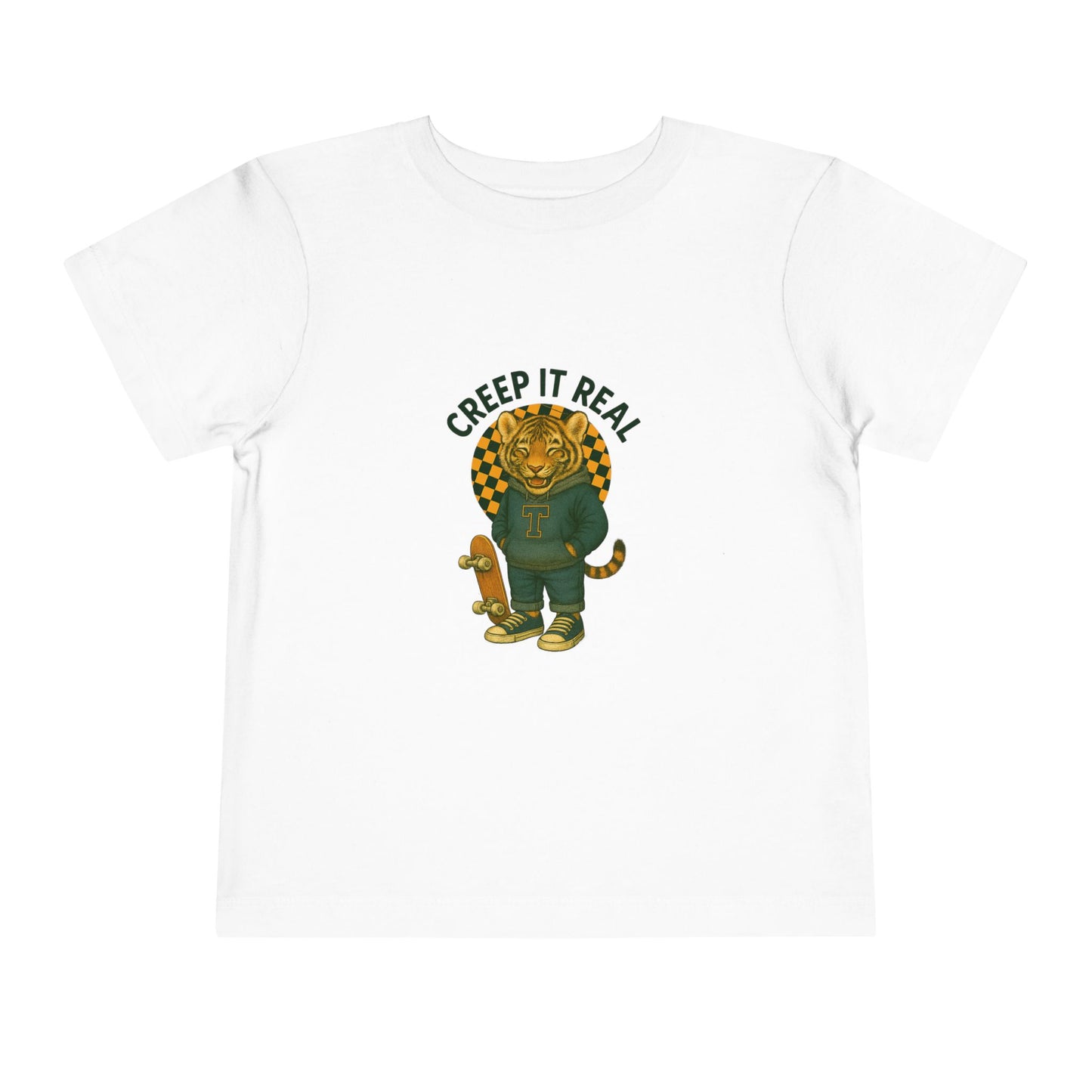 Cute Toddler Short Sleeve Tee with Tiger 'Creep It Real' Design, Kids' Summer Shirt, Halloween Outfit, Everyday Wear, Gift for Toddlers