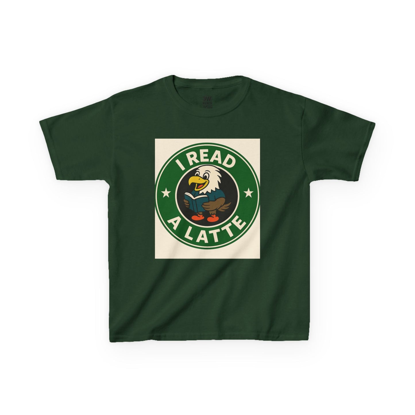 Funny Coffee Lover T-Shirt – “I Read A Latte” Bookworm Eagle Tee for Readers & Caffeine Fans