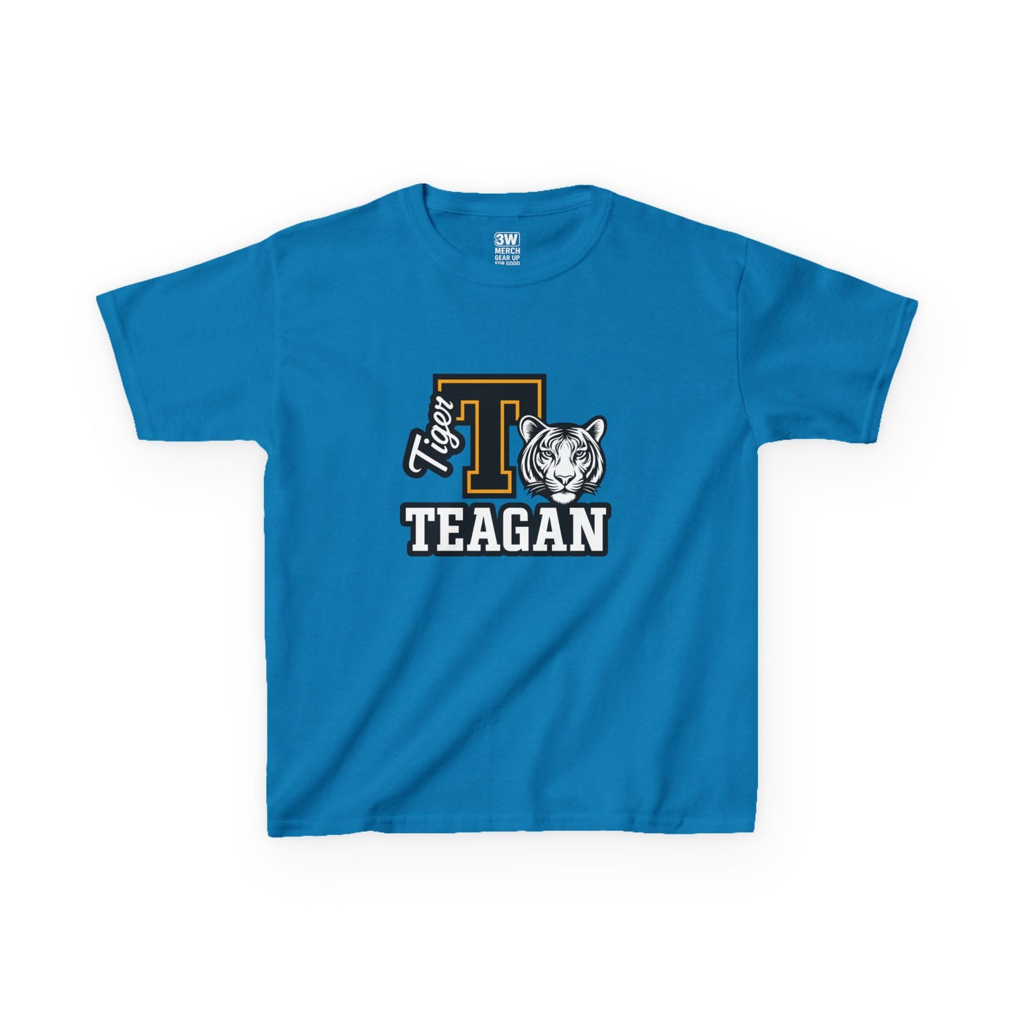 Custom Varsity Letter T-Shirt with Tiger Mascot | Personalized School Spirit Tee | Evelyn Name Shirt for Kids
