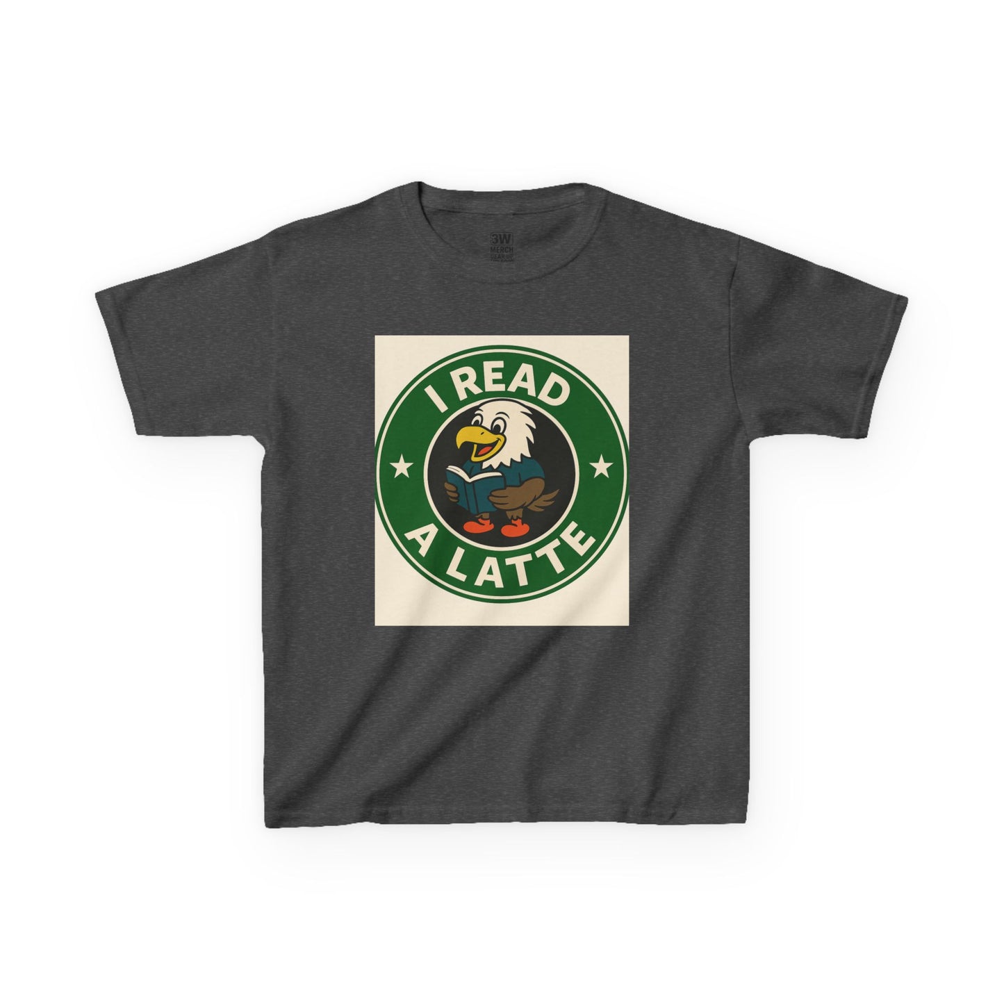 Funny Coffee Lover T-Shirt – “I Read A Latte” Bookworm Eagle Tee for Readers & Caffeine Fans