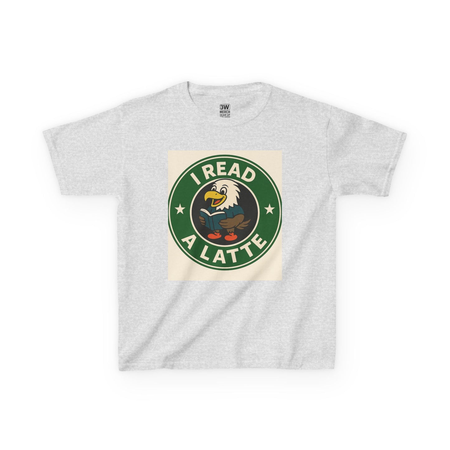 Funny Coffee Lover T-Shirt – “I Read A Latte” Bookworm Eagle Tee for Readers & Caffeine Fans
