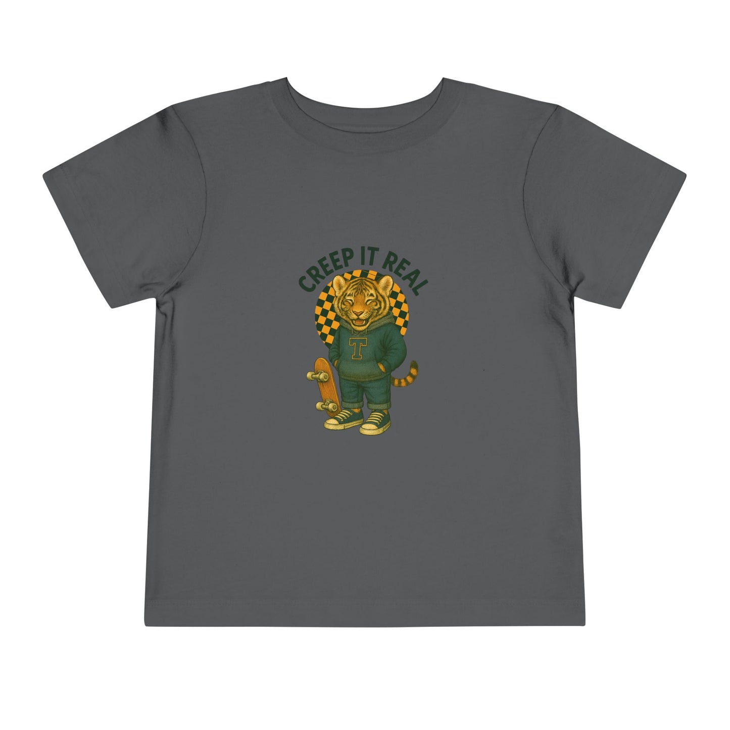 Cute Toddler Short Sleeve Tee with Tiger 'Creep It Real' Design, Kids' Summer Shirt, Halloween Outfit, Everyday Wear, Gift for Toddlers