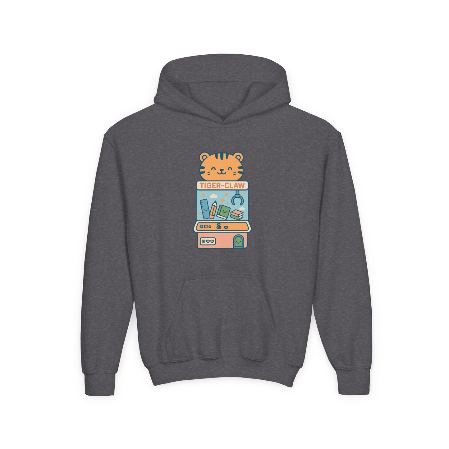 Tiger Claw Machine Kids Hoodie – Cute School Spirit Hoodie for Boys & Girls | Fun Learning Graphic Sweatshirt