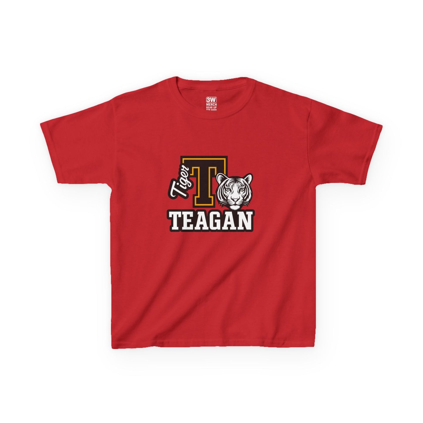 Custom Varsity Letter T-Shirt with Tiger Mascot | Personalized School Spirit Tee | Evelyn Name Shirt for Kids