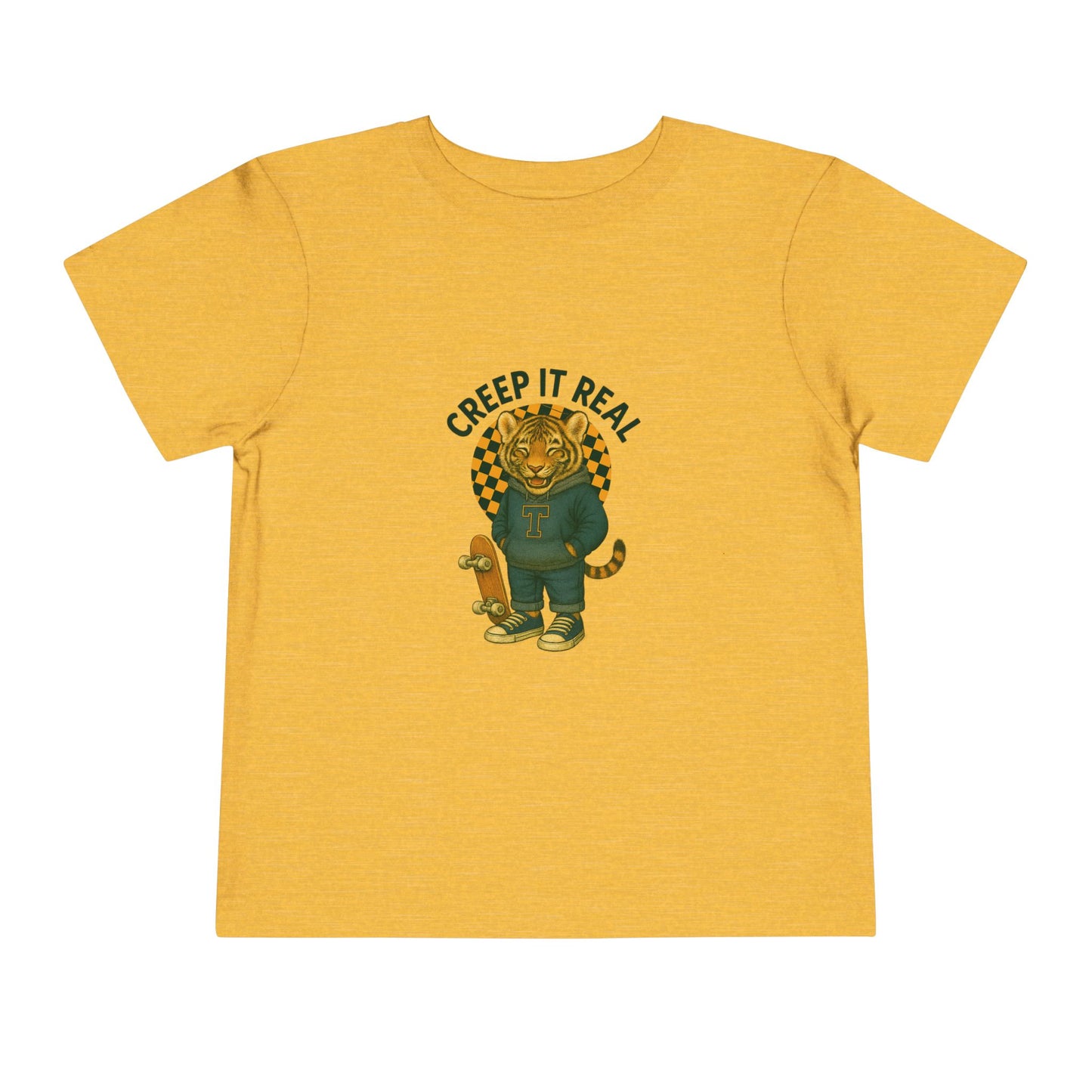 Cute Toddler Short Sleeve Tee with Tiger 'Creep It Real' Design, Kids' Summer Shirt, Halloween Outfit, Everyday Wear, Gift for Toddlers