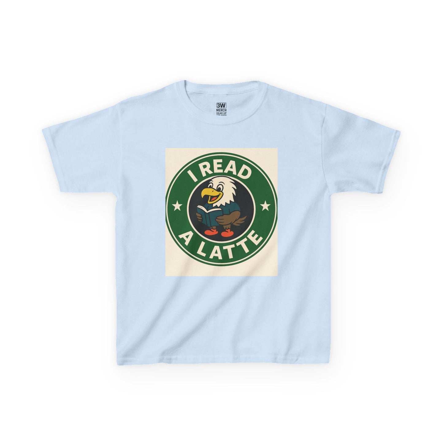 Funny Coffee Lover T-Shirt – “I Read A Latte” Bookworm Eagle Tee for Readers & Caffeine Fans