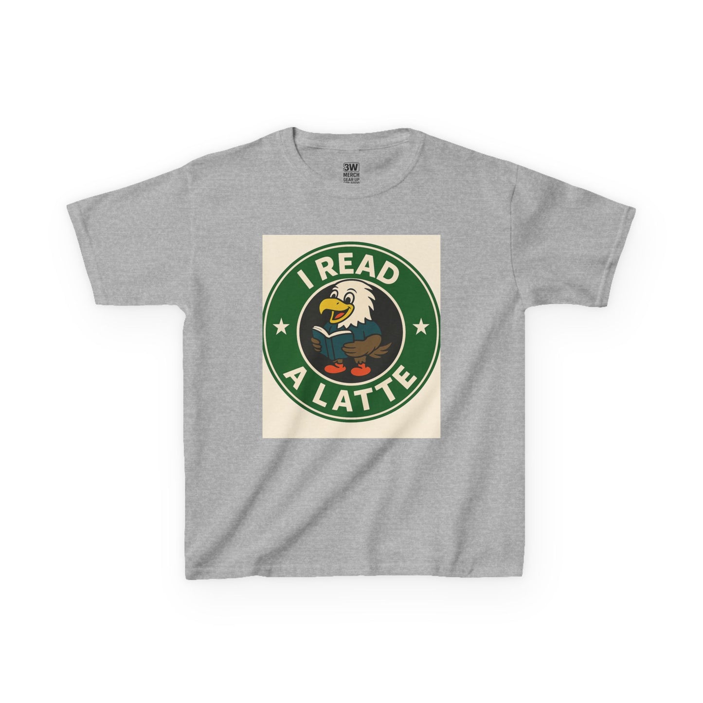 Funny Coffee Lover T-Shirt – “I Read A Latte” Bookworm Eagle Tee for Readers & Caffeine Fans