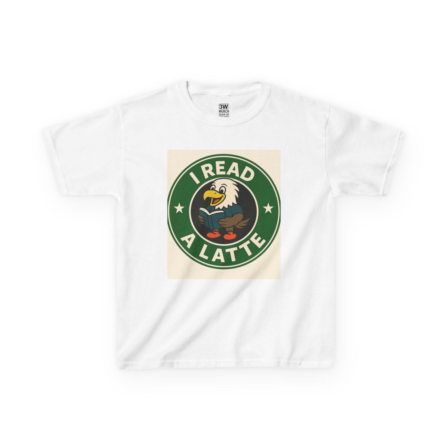 Funny Coffee Lover T-Shirt – “I Read A Latte” Bookworm Eagle Tee for Readers & Caffeine Fans