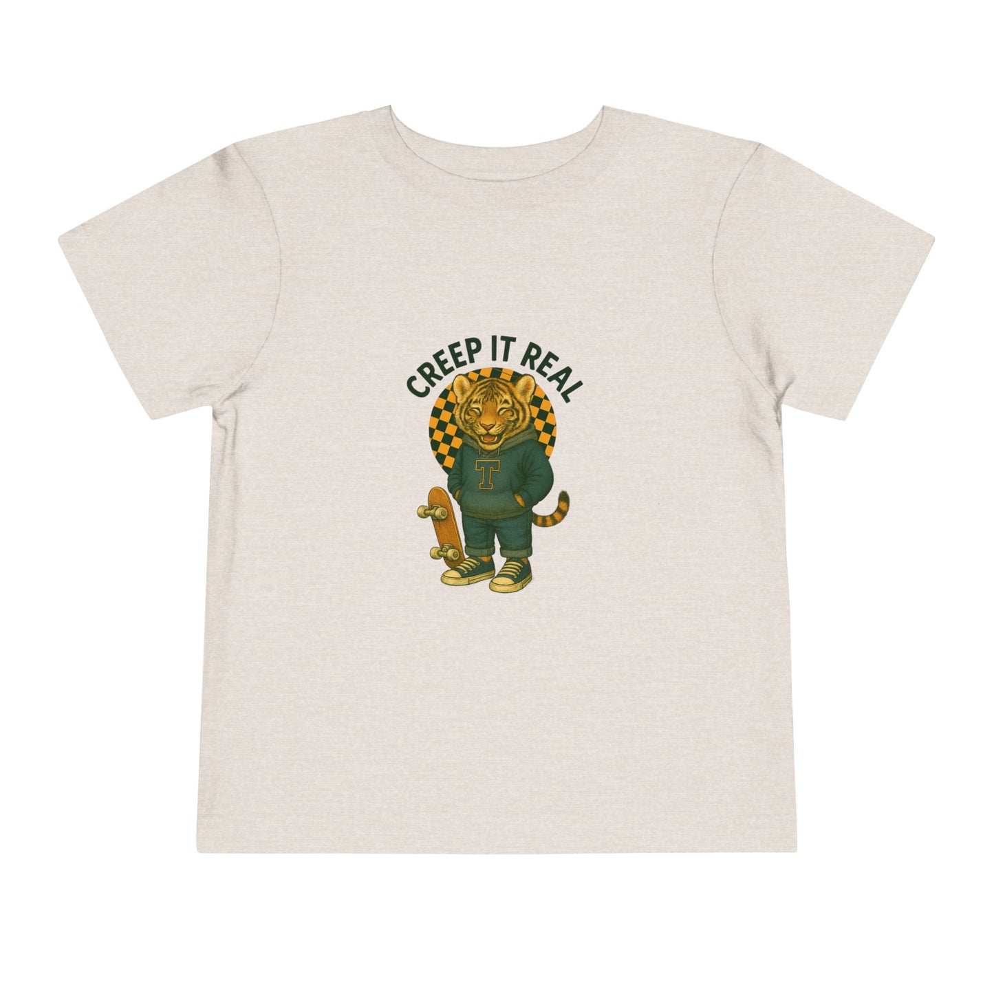 Cute Toddler Short Sleeve Tee with Tiger 'Creep It Real' Design, Kids' Summer Shirt, Halloween Outfit, Everyday Wear, Gift for Toddlers
