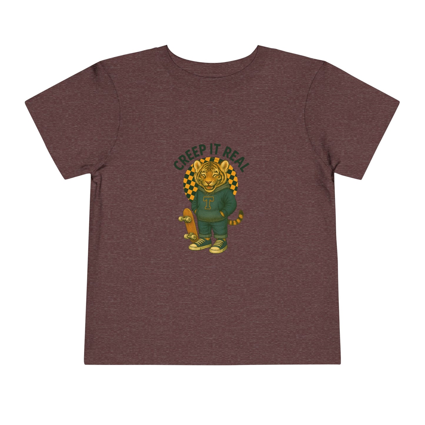 Cute Toddler Short Sleeve Tee with Tiger 'Creep It Real' Design, Kids' Summer Shirt, Halloween Outfit, Everyday Wear, Gift for Toddlers