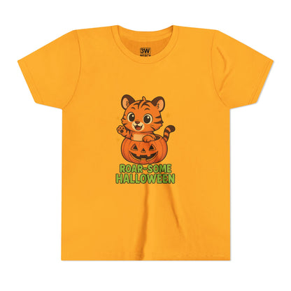 Roar-some Halloween Youth Tee | Fun Kids' Shirt for Halloween Parties, Trick-or-Treating, Costume Events, Autumn Wear, Gift Ideas, Motivation T-shirts