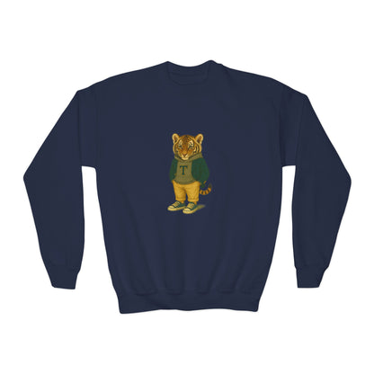 Youth Lion Graphic Crewneck Sweatshirt, Cute Animal Apparel, Kids Casual Wear, Gifts for Young Animal Lovers, Fun & Playful Outfit