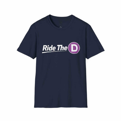 Black Ride The D T-shirt with purple subway token graphic for urban style