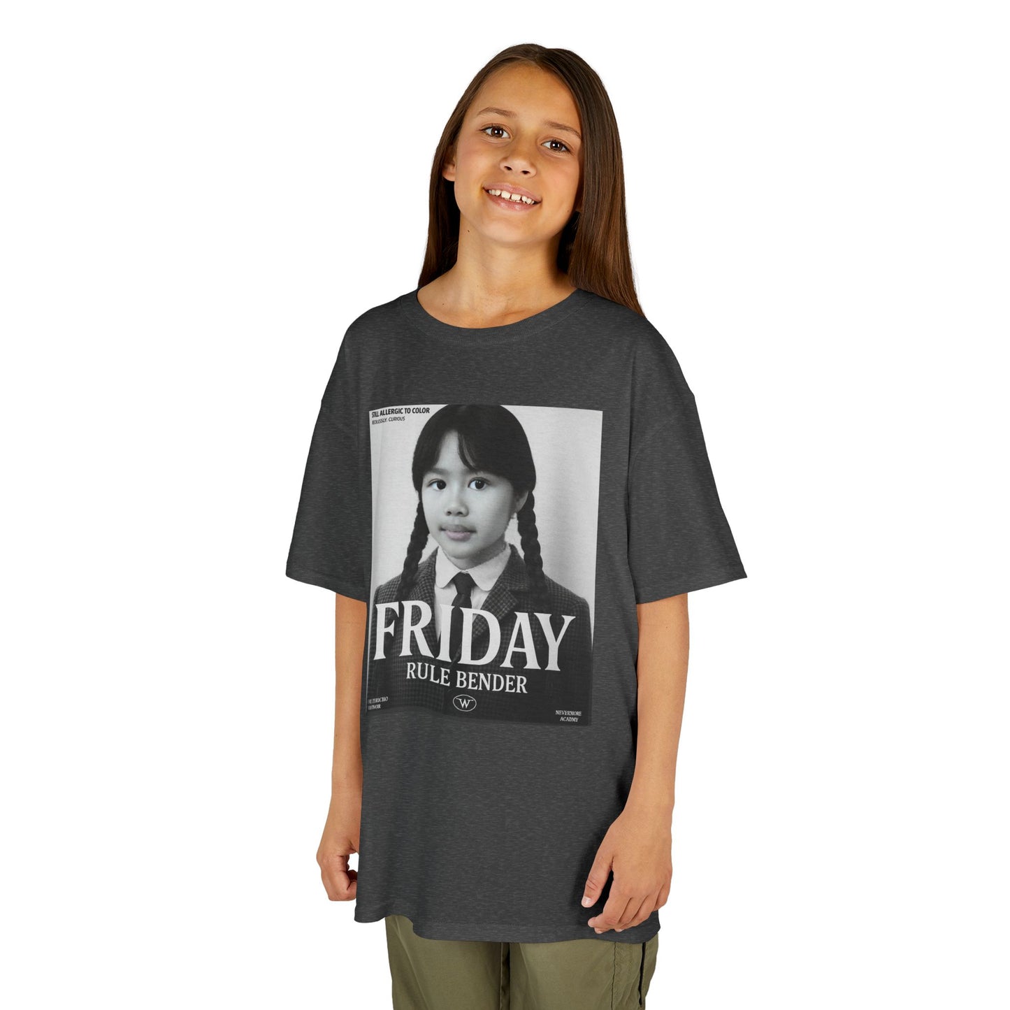 Custom “Friday Rule Bender” T-Shirt — Personalized Face Tee | Dark Academia Kawaii | Aesthetic Y2K Outfit | Halloween Cute Creepy Vibes | Custom Day of the Week Shirt