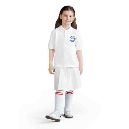 Eric's Piano School youth polo shirt in moisture-wicking DryBlend fabric with contoured collar and chest logo