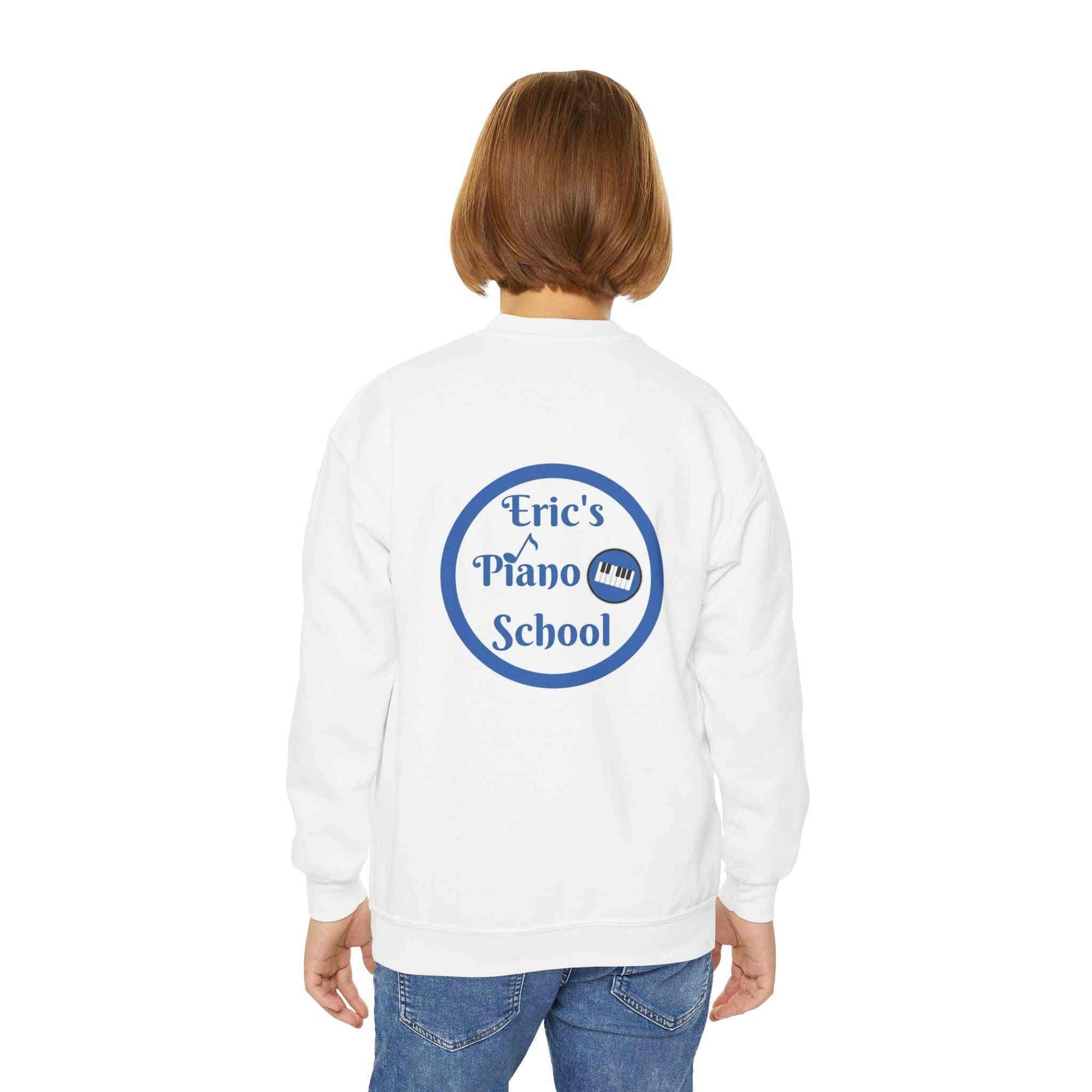 Youth sweatshirt crewneck with piano school emblem for young learners