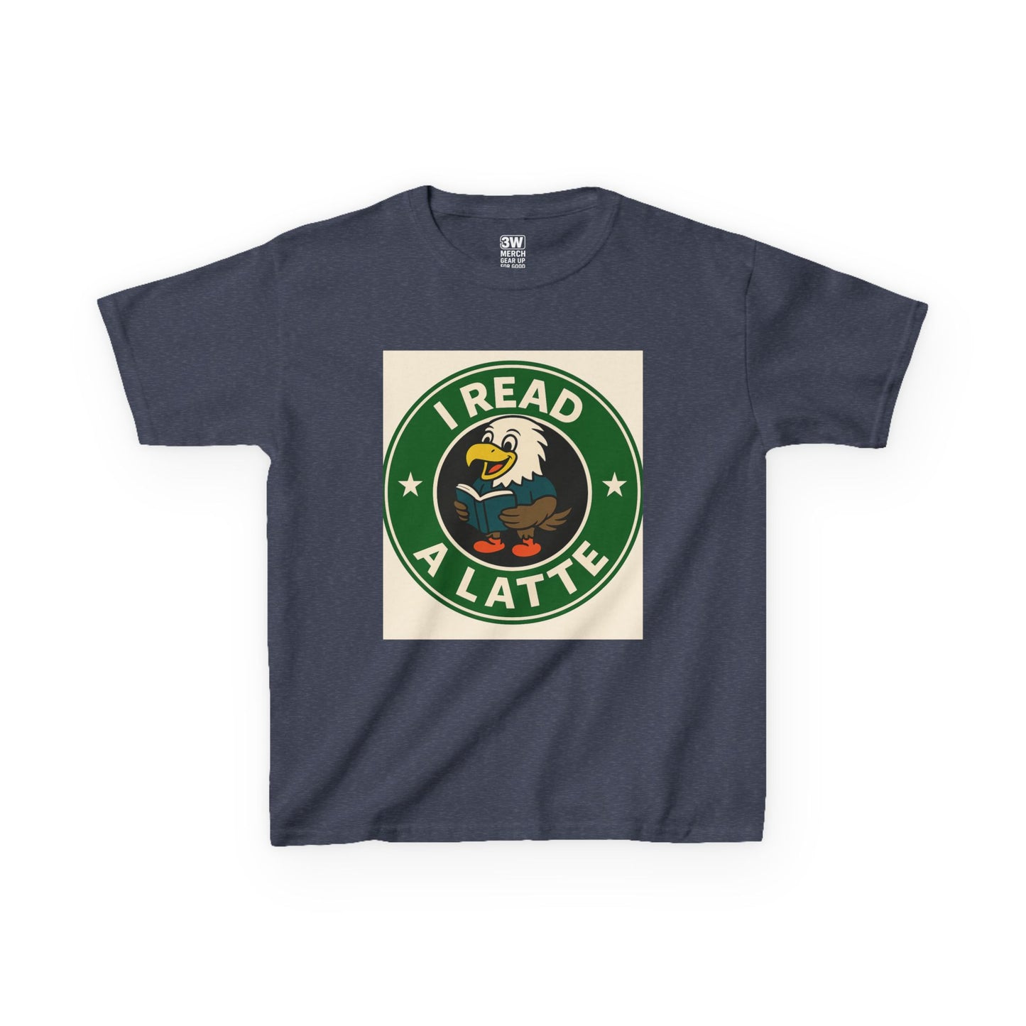 Funny Coffee Lover T-Shirt – “I Read A Latte” Bookworm Eagle Tee for Readers & Caffeine Fans