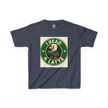 Funny Coffee Lover T-Shirt – “I Read A Latte” Bookworm Eagle Tee for Readers & Caffeine Fans