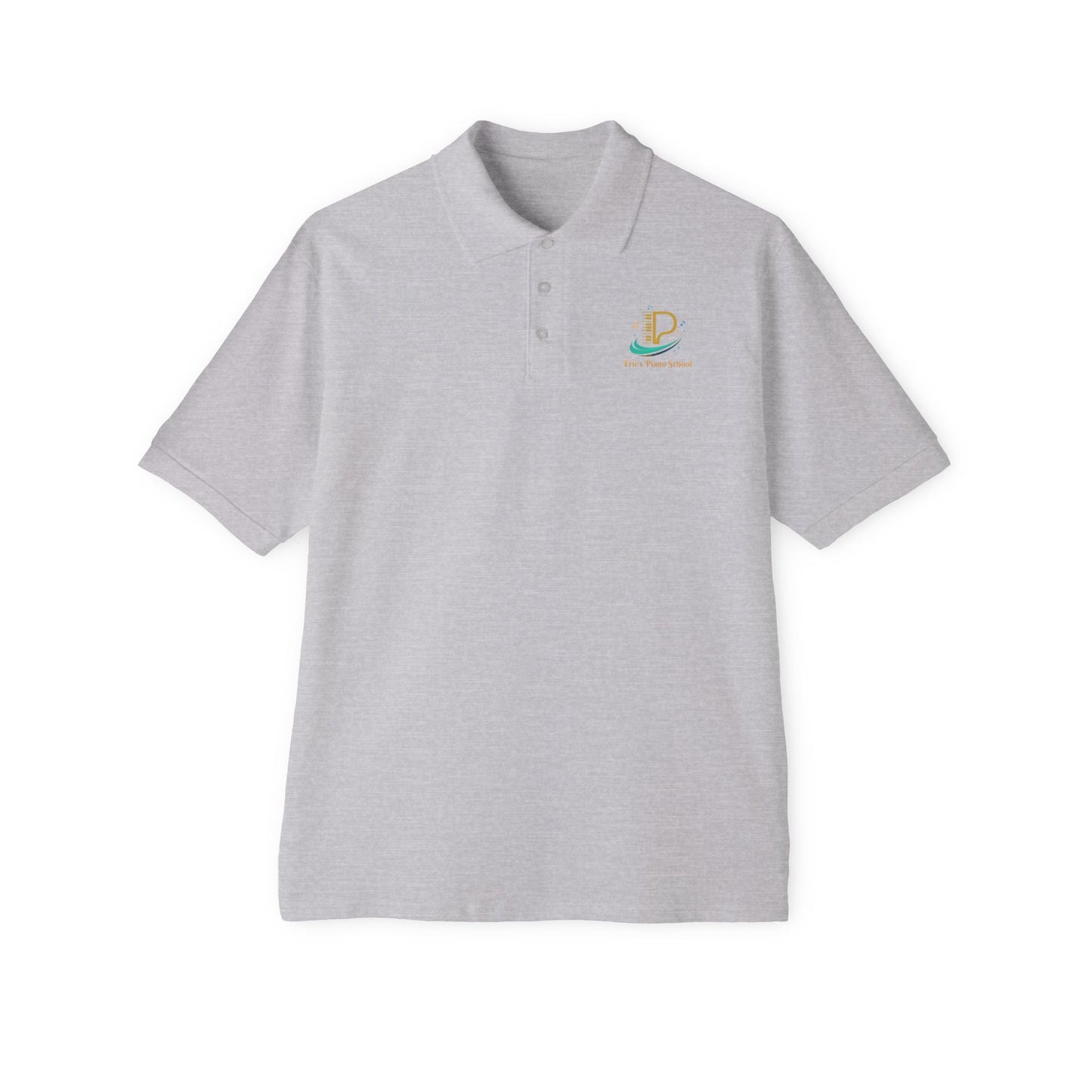 Men's custom piqué polo shirt with Coastal Coffee logo embroidered on chest