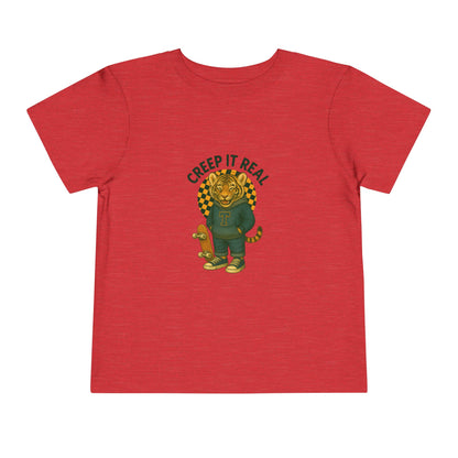 Cute Toddler Short Sleeve Tee with Tiger 'Creep It Real' Design, Kids' Summer Shirt, Halloween Outfit, Everyday Wear, Gift for Toddlers