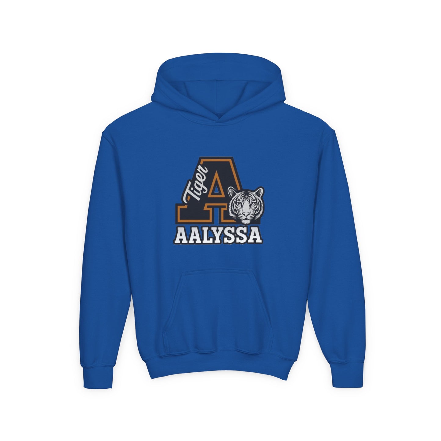 Customizable Big A - Youth Heavy Blend Hooded Sweatshirt - Tiger Theme - Customizable/ Personalize