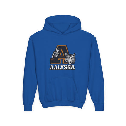 Customizable Big A - Youth Heavy Blend Hooded Sweatshirt - Tiger Theme - Customizable/ Personalize