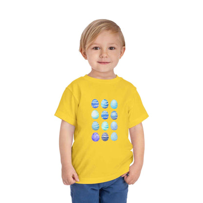 Blue watercolor Easter eggs boy toddler tee soft breathable cotton shirt