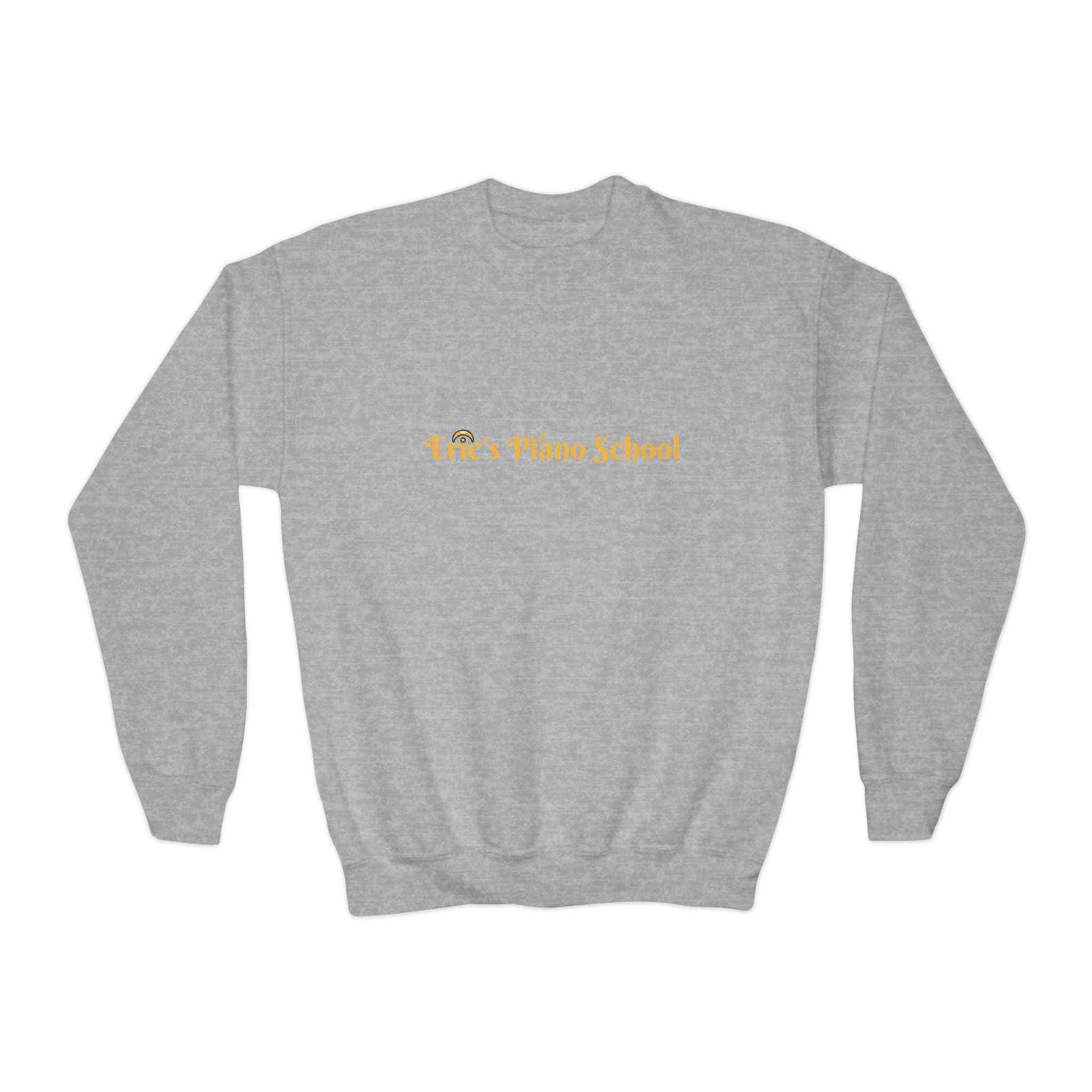 Youth sweatshirt cozy oversized Eric's Piano School crewneck with piano emblem