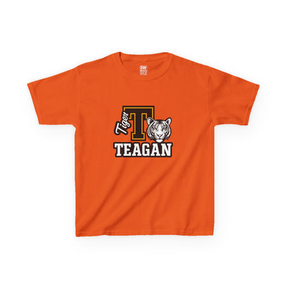 Custom Varsity Letter T-Shirt with Tiger Mascot | Personalized School Spirit Tee | Evelyn Name Shirt for Kids