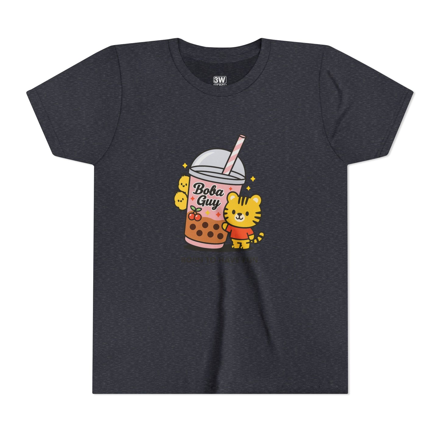 Kawaii Tiger Boba Tee – “Born to Have Fun” | Cute Boba Shirt | Y2K Kawaii Aesthetic | K-Pop Core Outfit | Bubble Tea Lover Gift | Trendy Graphic T-Shirt