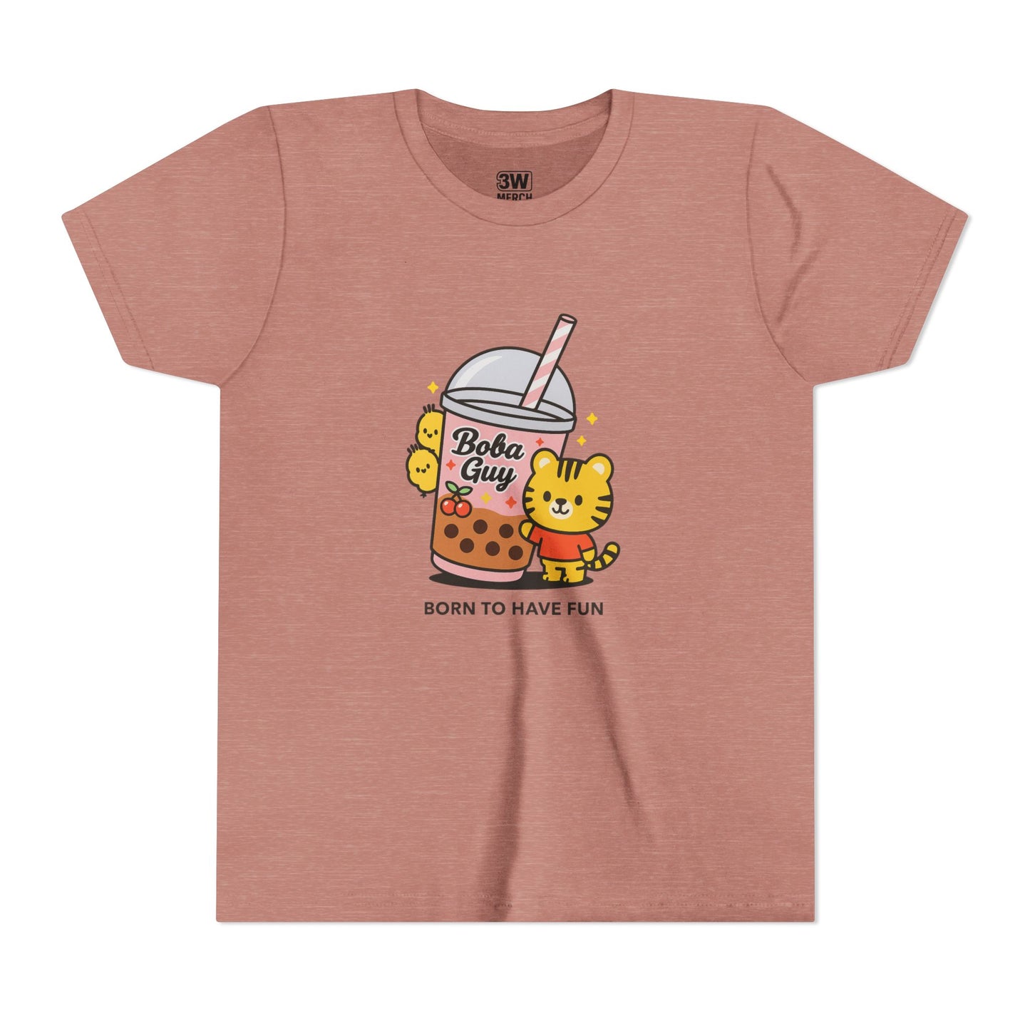 Kawaii Tiger Boba Tee – “Born to Have Fun” | Cute Boba Shirt | Y2K Kawaii Aesthetic | K-Pop Core Outfit | Bubble Tea Lover Gift | Trendy Graphic T-Shirt