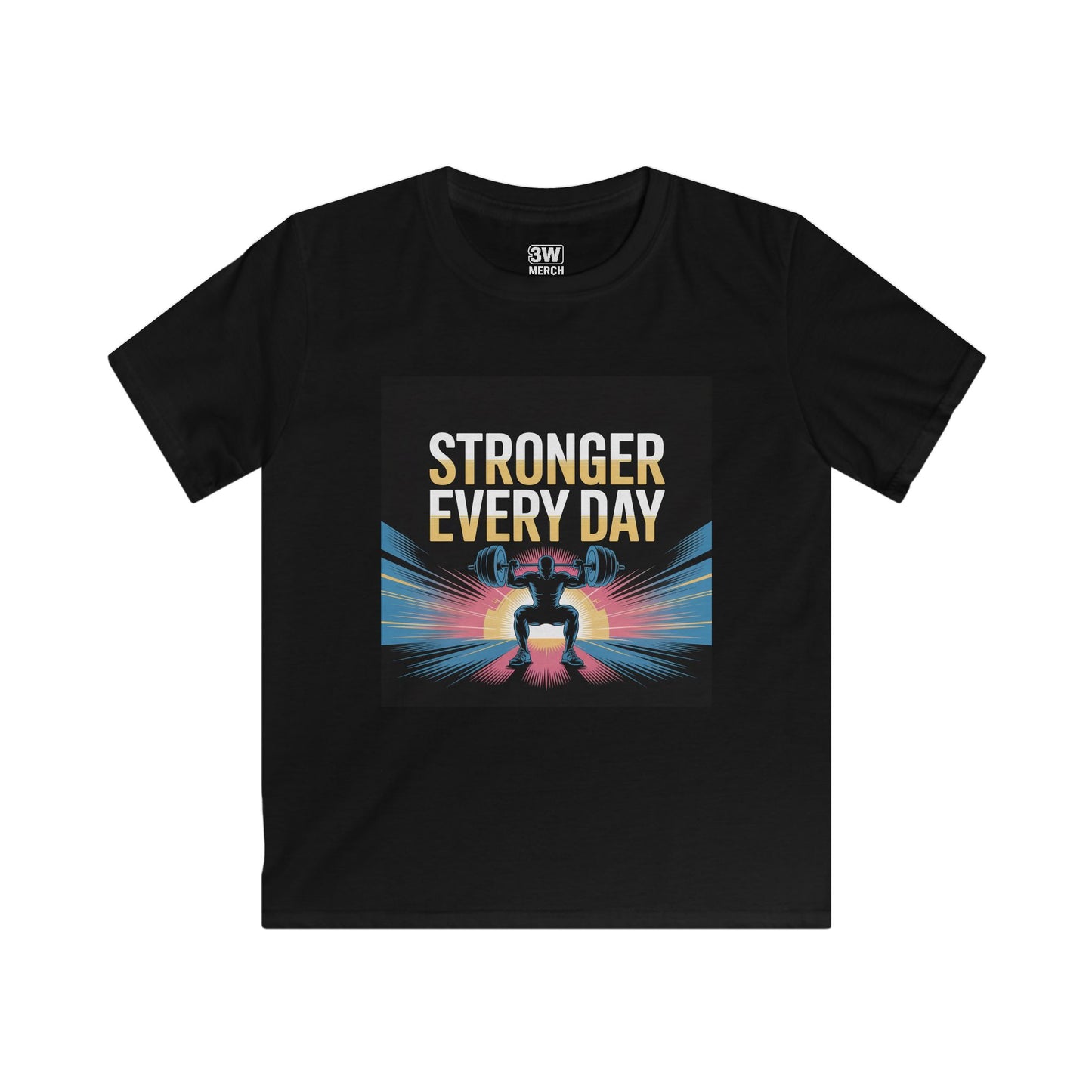 Youth Motivational T-Shirt - Stronger Every Day Graphic Tee for Kids, Fitness Enthusiasts, Gifts for Birthdays, Encouraging Active Lifestyle