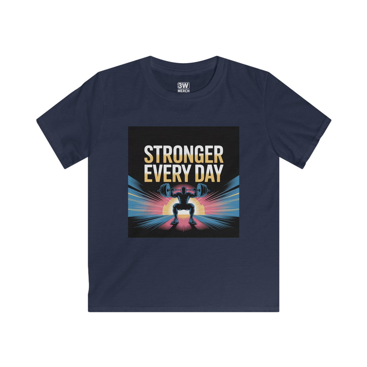 Youth Motivational T-Shirt - Stronger Every Day Graphic Tee for Kids, Fitness Enthusiasts, Gifts for Birthdays, Encouraging Active Lifestyle