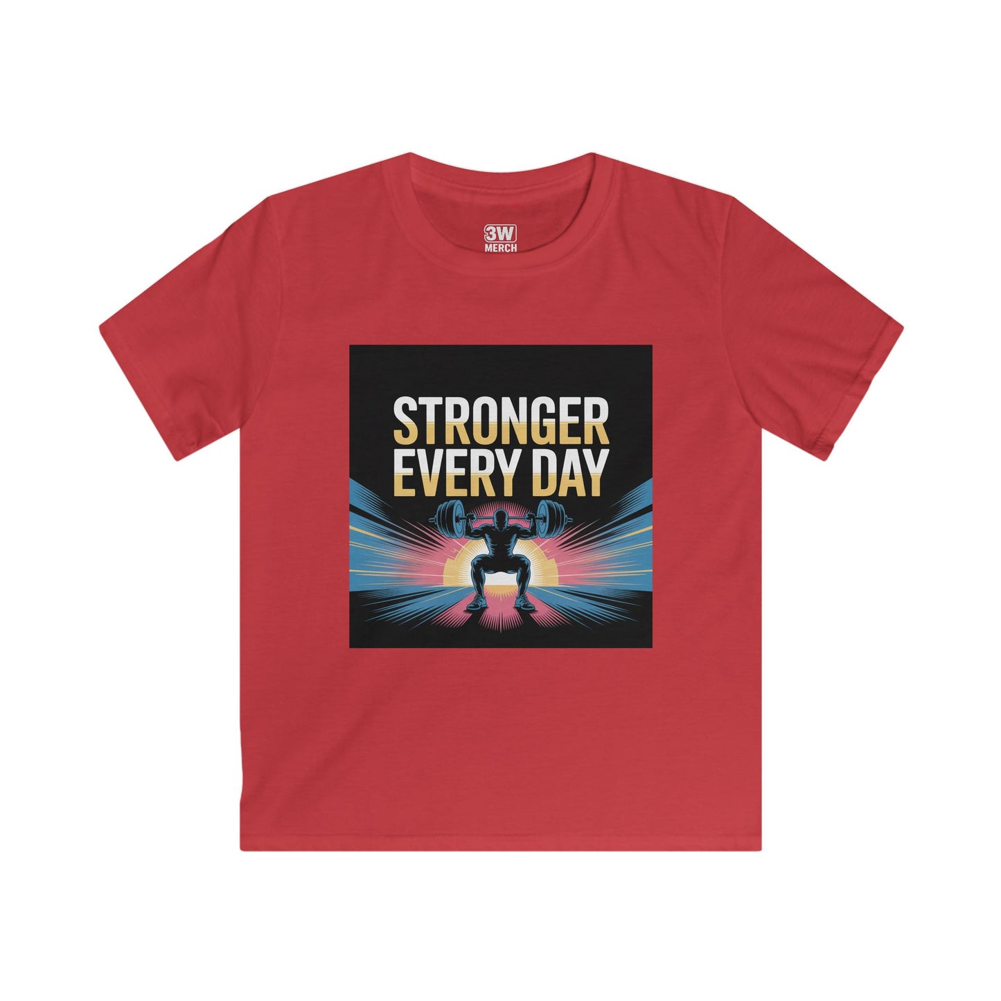 Youth Motivational T-Shirt - Stronger Every Day Graphic Tee for Kids, Fitness Enthusiasts, Gifts for Birthdays, Encouraging Active Lifestyle