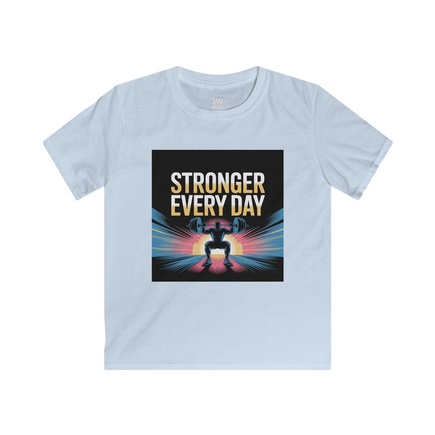 Youth Motivational T-Shirt - Stronger Every Day Graphic Tee for Kids, Fitness Enthusiasts, Gifts for Birthdays, Encouraging Active Lifestyle