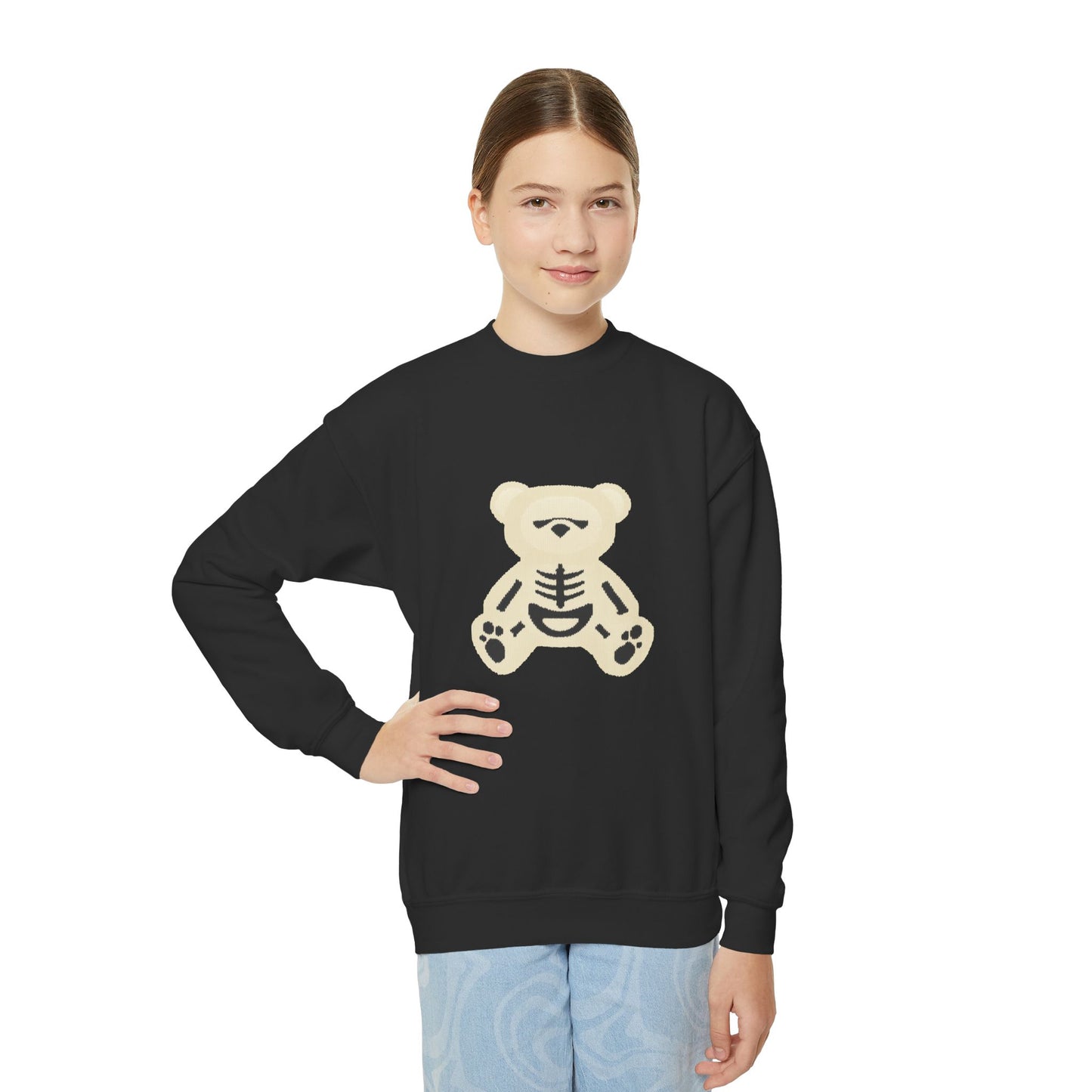 Skeleton Teddy Bear Sweatshirt | Y2K Streetwear Crewneck | Oversized Aesthetic Pullover | Cozy Fall Hoodie | Trending TikTok Outfit 2025