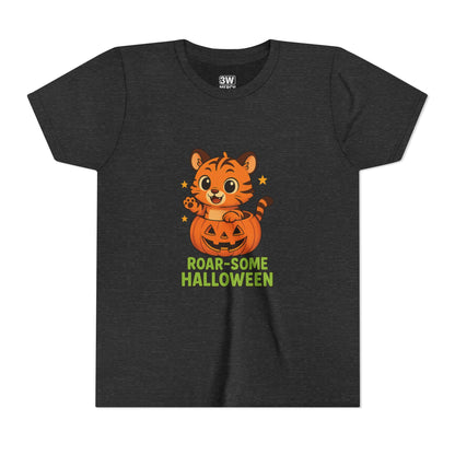 Roar-some Halloween Youth Tee | Fun Kids' Shirt for Halloween Parties, Trick-or-Treating, Costume Events, Autumn Wear, Gift Ideas, Motivation T-shirts
