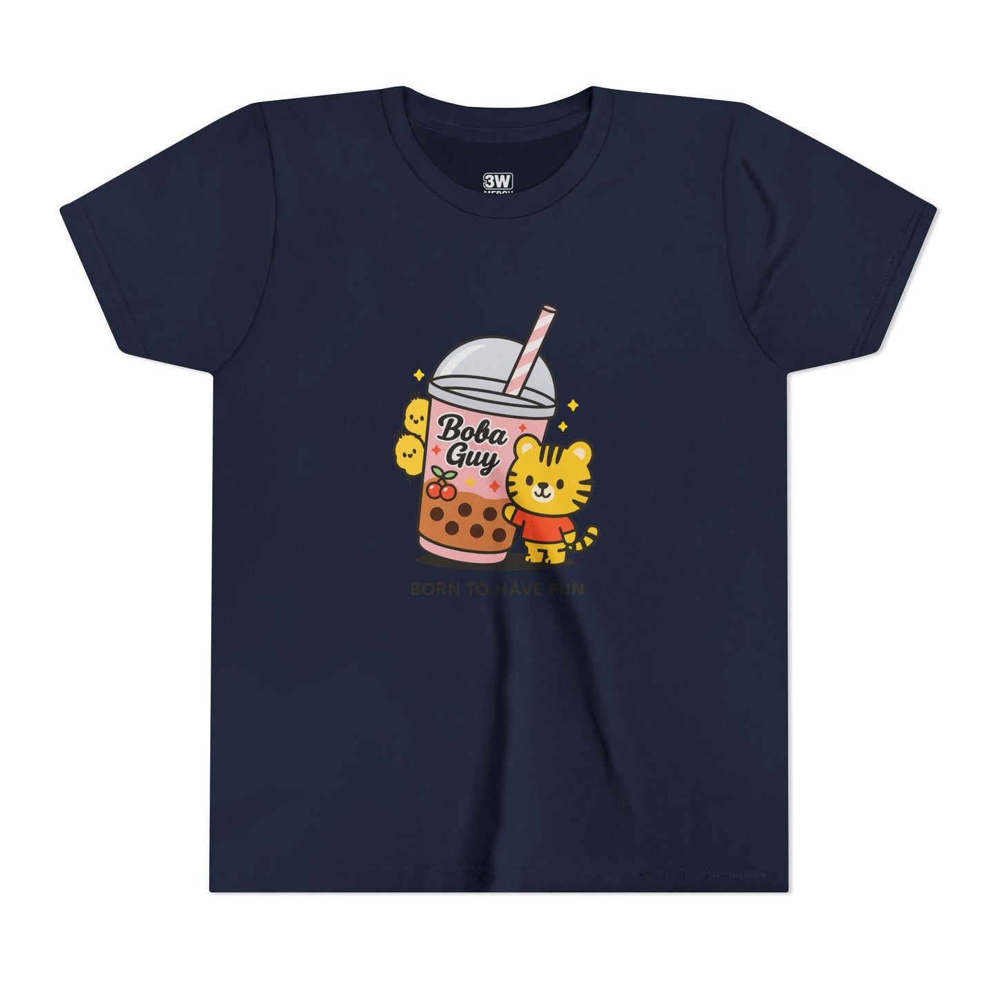 Kawaii Tiger Boba Tee – “Born to Have Fun” | Cute Boba Shirt | Y2K Kawaii Aesthetic | K-Pop Core Outfit | Bubble Tea Lover Gift | Trendy Graphic T-Shirt