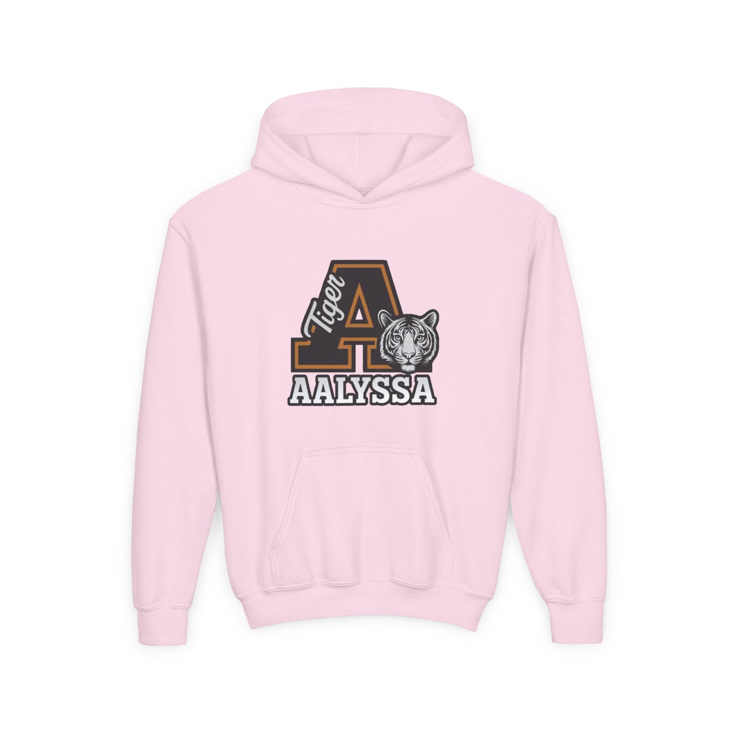 Customizable Big A - Youth Heavy Blend Hooded Sweatshirt - Tiger Theme - Customizable/ Personalize