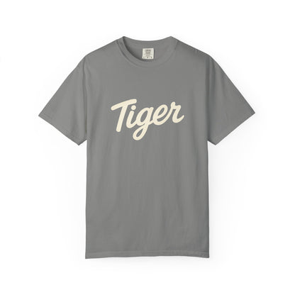 Adult Tiger Garment-Dyed T-Shirt, Casual Wear, Street Style, Animal Lovers Gift, Unique Graphic Tee, Summer Fashion