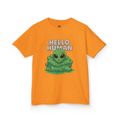 Kids Alien Graphic Tee, Fun Tee for Kids, Cute Monster Shirt, Birthday Gift, Unique Kids Apparel, Hello Human Design